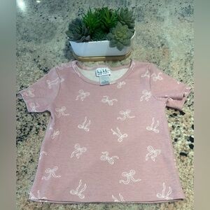 Nicole miller girls blush T-shirt with white bows
